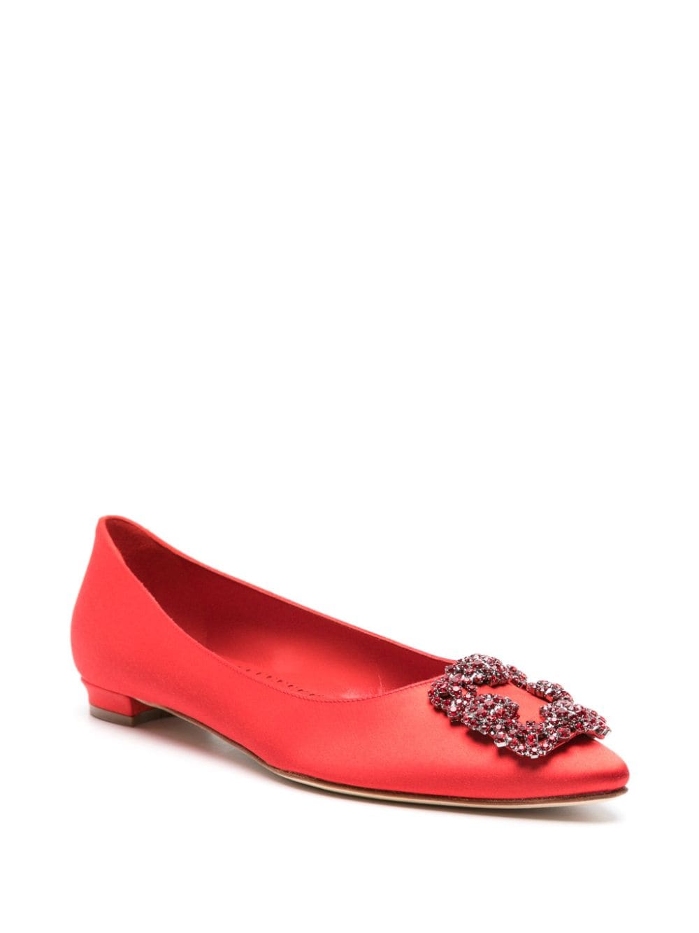 Image 2 of Manolo Blahnik Hangisi 10mm satin ballerina shoes