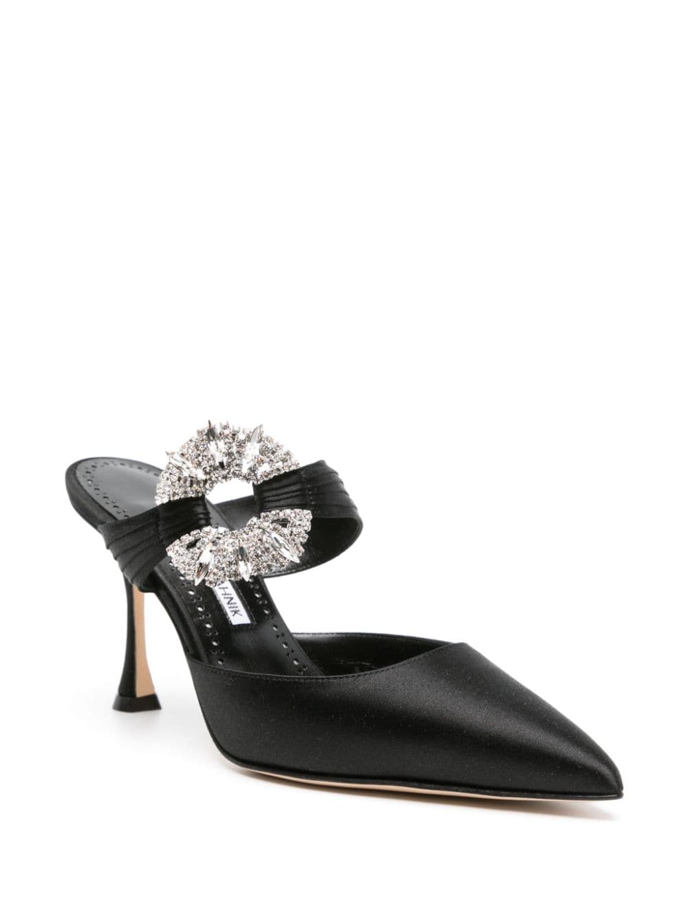 Shop Manolo Blahnik Maidugura 90mm Satin Mules In Black