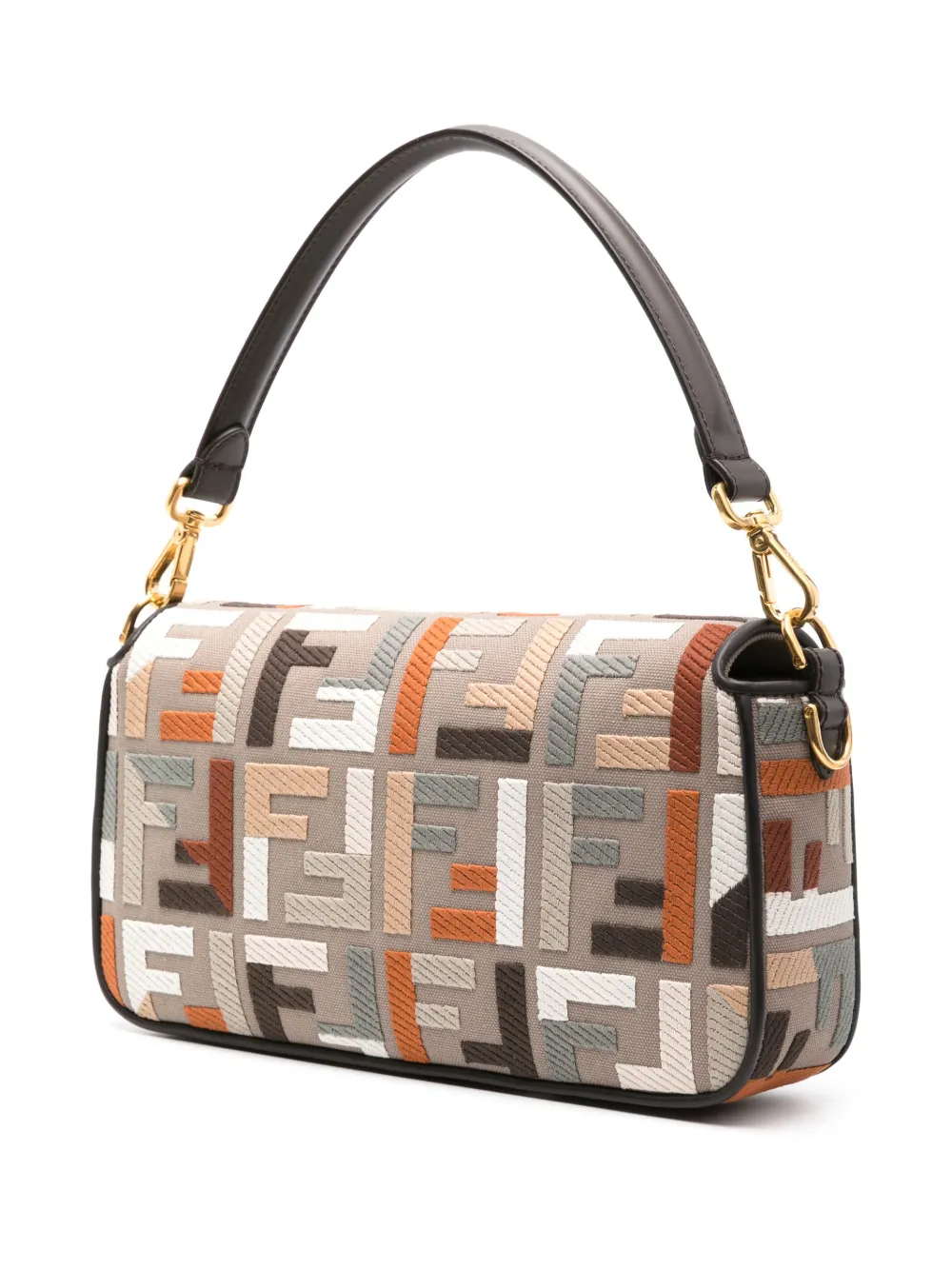 FENDI Baguette FF canvas schoudertas Bruin