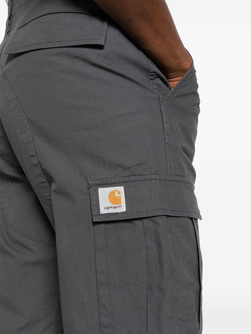 Shop Carhartt Logo-appliqué Cotton Cargo Trousers In Grey