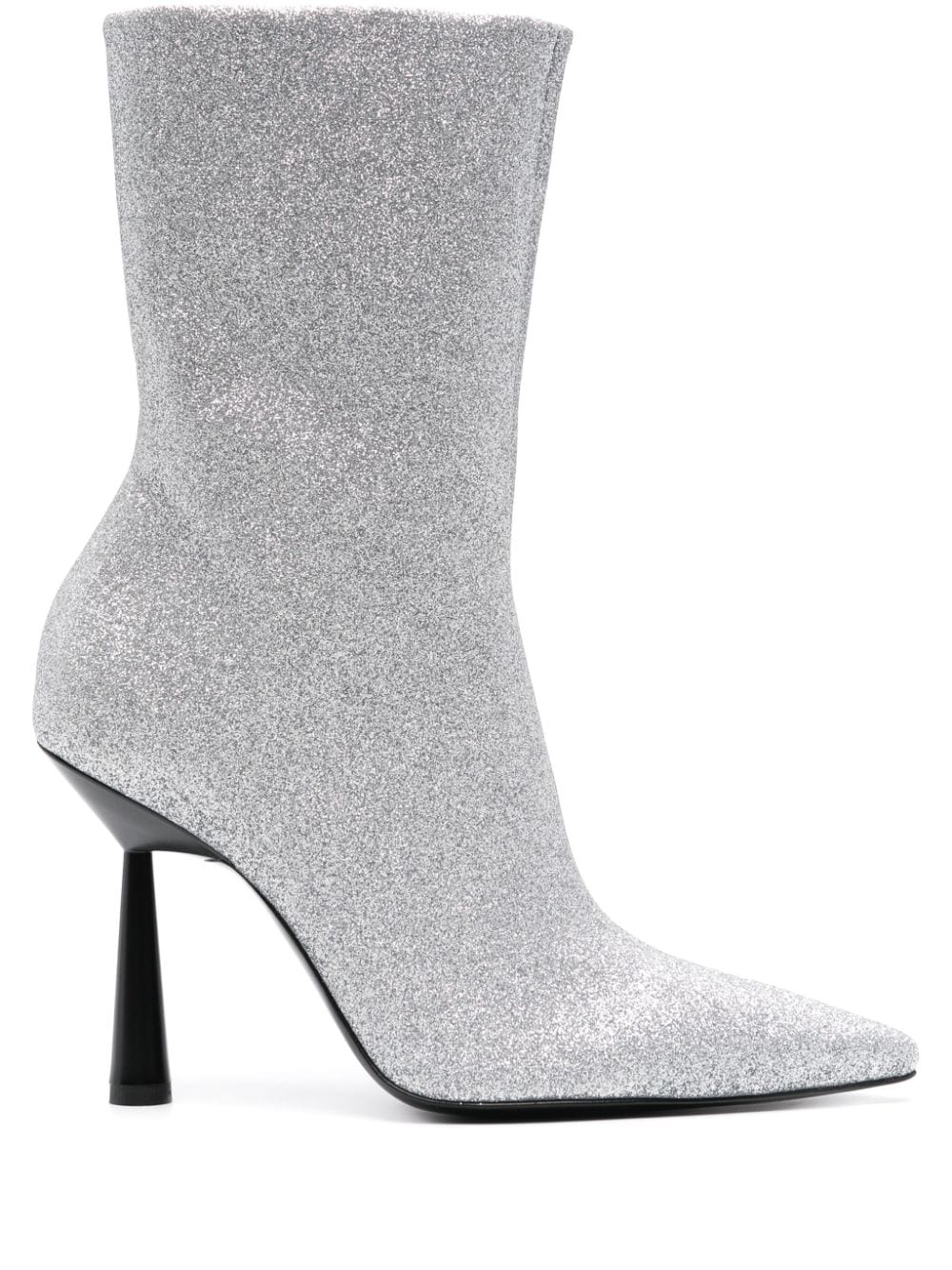 Shop Gia Borghini Rosie 100mm Glittered Ankle Boots In Silver