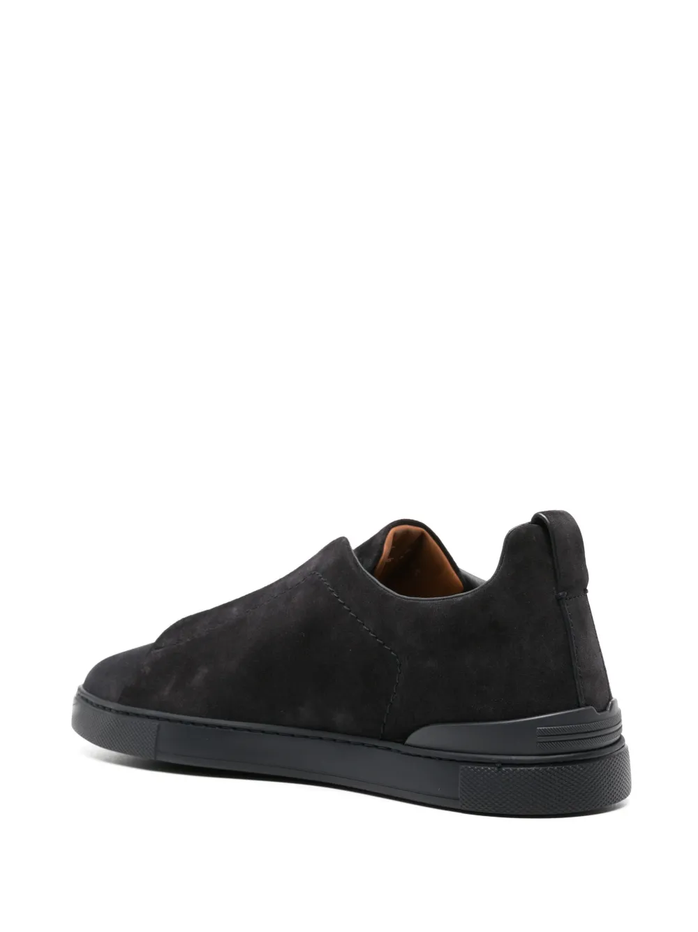 Ermenegildo Zegna Triple Stitch Suede Sneakers In Bnz Navy Blue