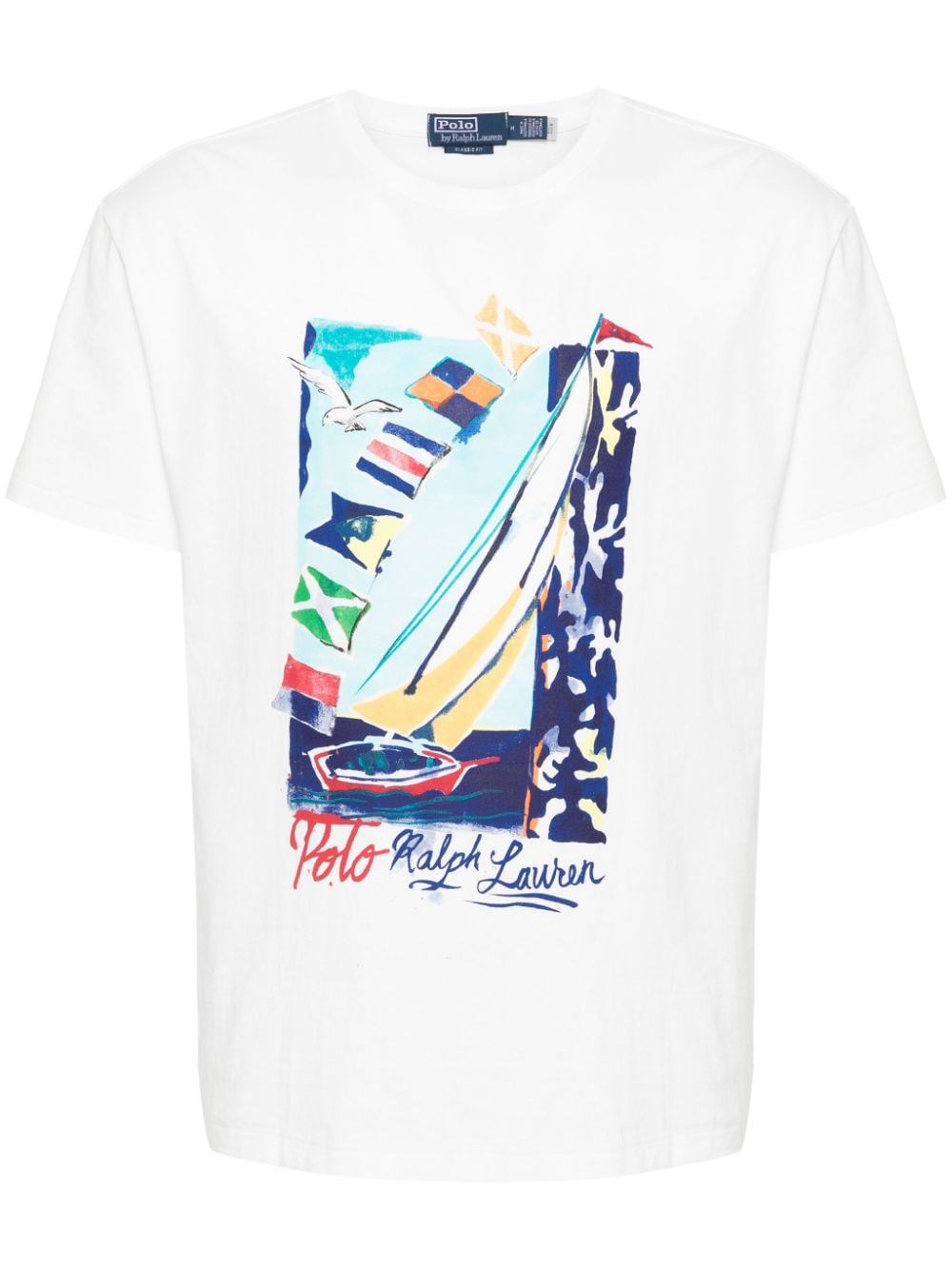 Polo Ralph Lauren Graphic-print Cotton T-shirt In Weiss