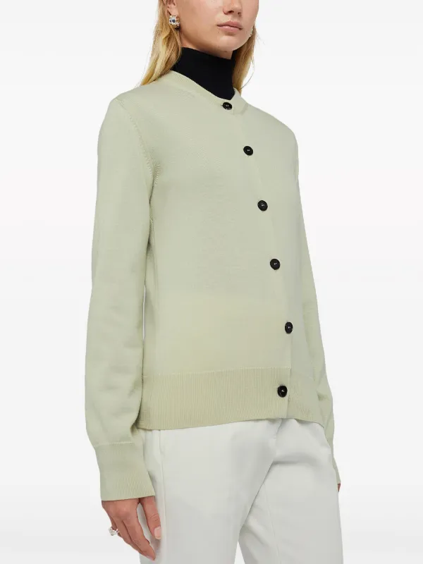 Jil Sander crew-neck Wool Cardigan | Green | FARFETCH AO