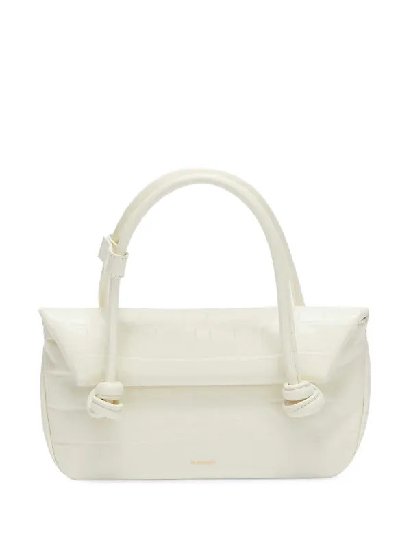 「JIL SANDER」クロコ風レザー ショルダーバッグ Jil Sander クロコパターン ショルダーバッグ | ホワイト