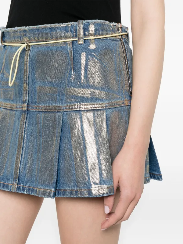 Dior pleated hotsell denim skirt