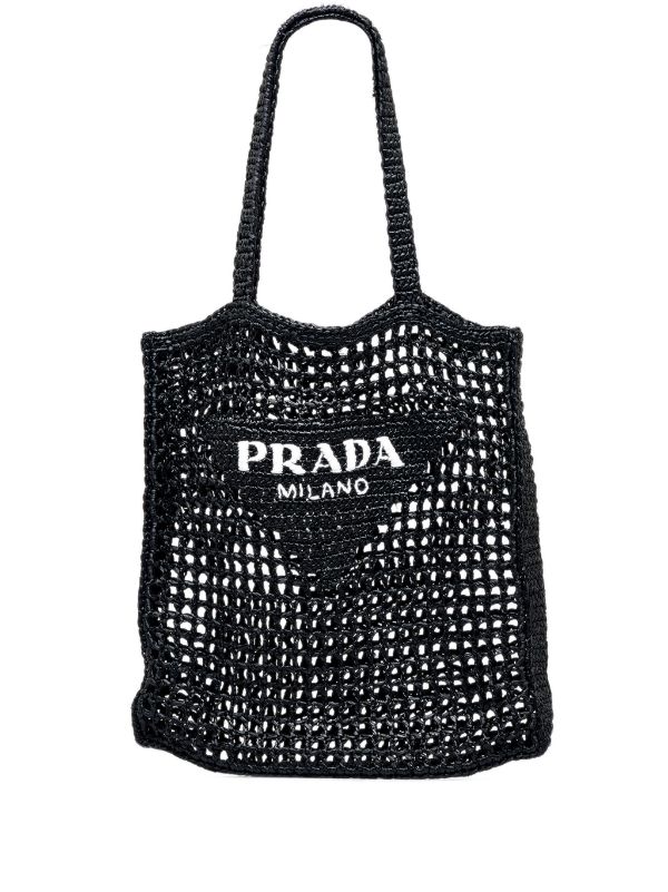 Prada Interwoven Logo Tote Bag - White for Women