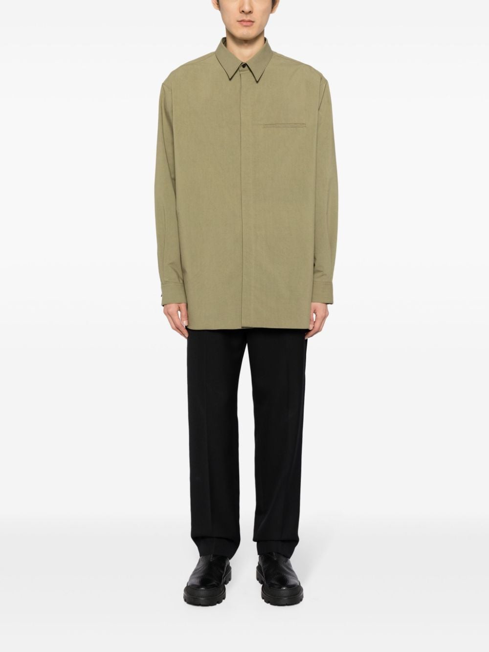 The Row spread-collar cotton-blend shirt - Groen
