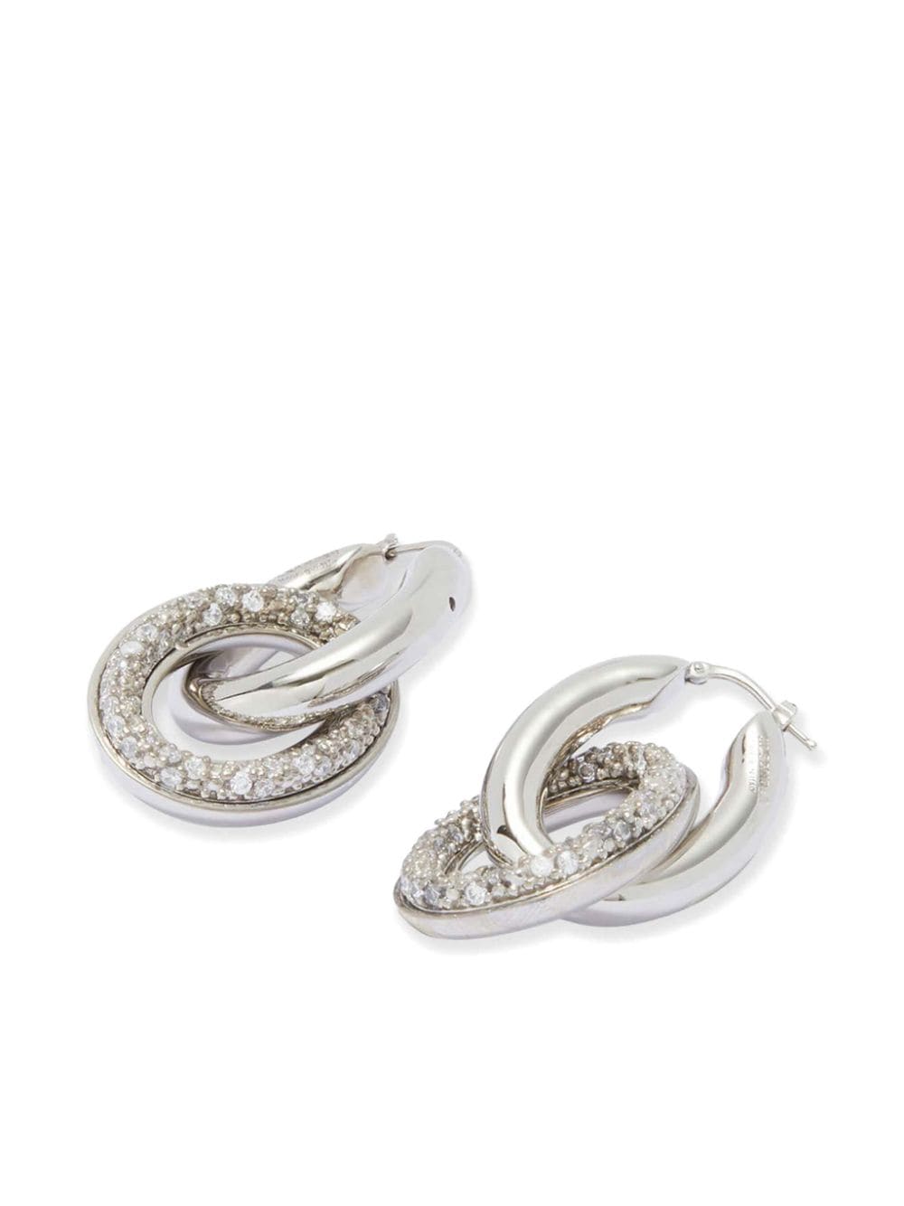 Shop Jil Sander Double-hoop Zircon Earrings In 银色
