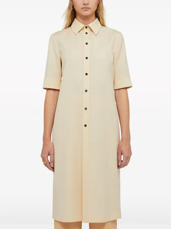 Jil Sander Wool Gabardine Long Shirt | Neutrals | FARFETCH HK
