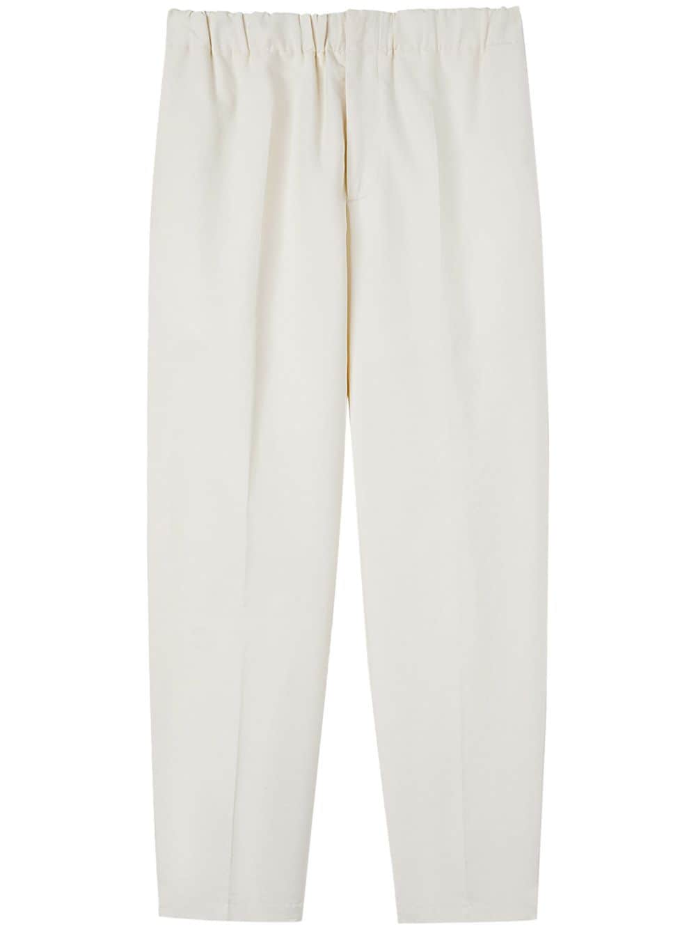 Jil Sander Elasticated-waistband Cotton Trousers In White