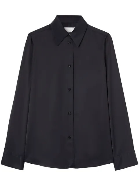 Jil Sander camisa satinada con cuello de pico