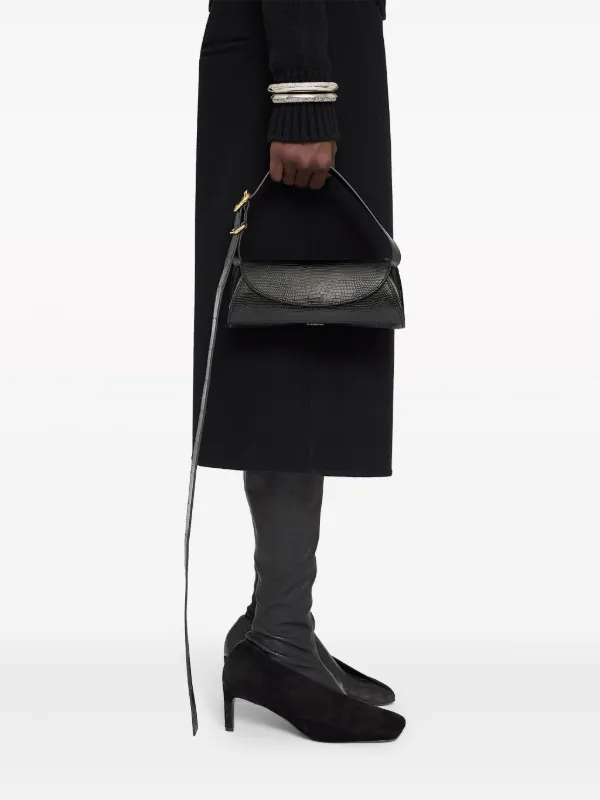 バッグ jilsander cannolo Jil Sander Cannolo snakeskin-effect Shoulder Bag | Black