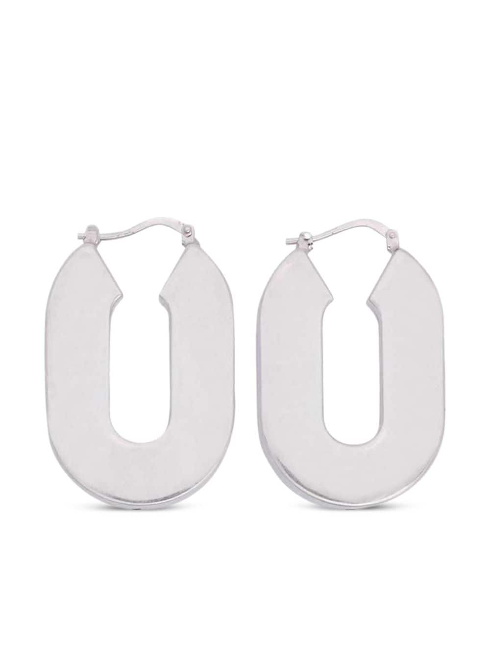 Jil Sander Logo-engraved Hoop Earrings In Silver