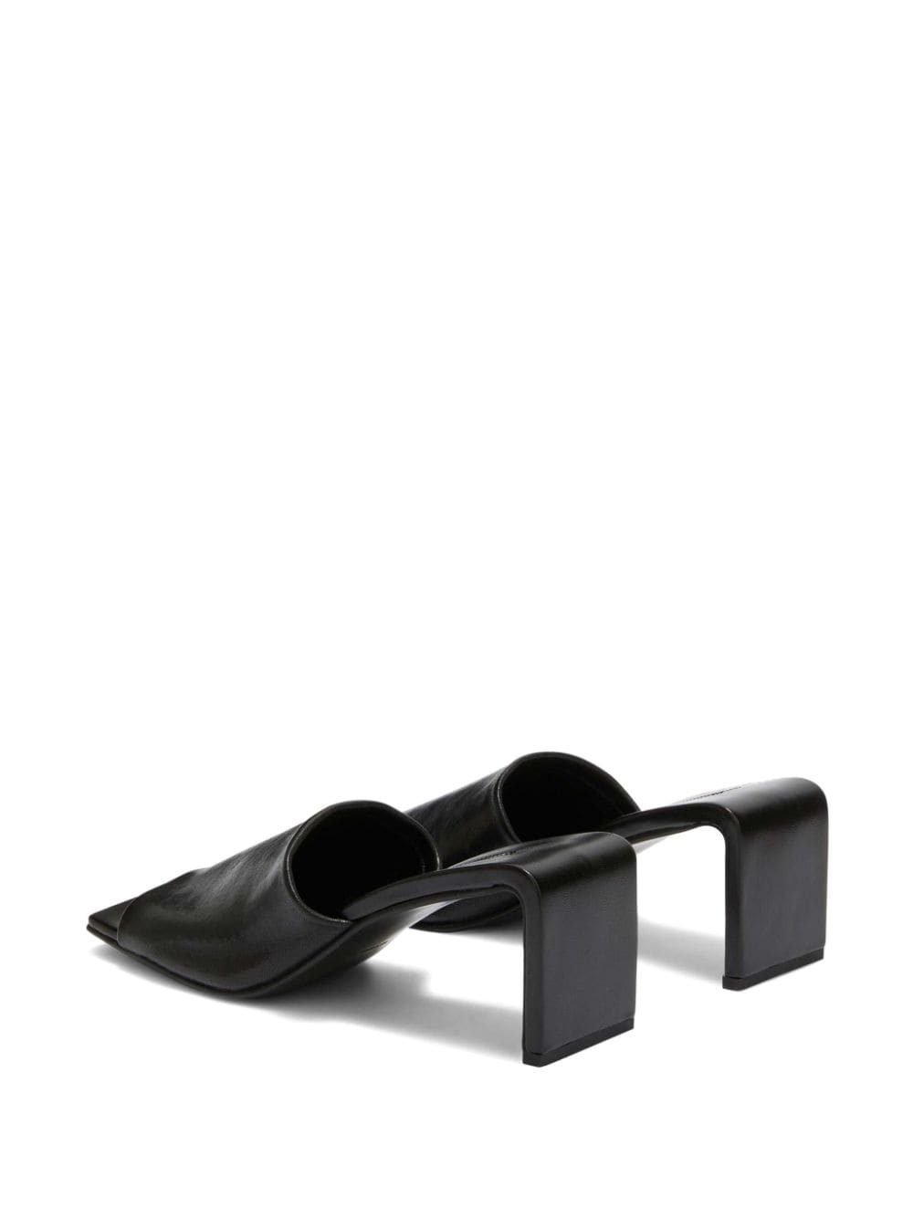 Shop Jil Sander Square Open-toe Leather Sandals In Black