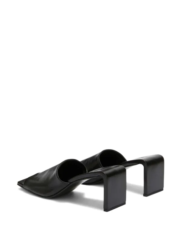 【JilSander】 ジルサンダー レザー オープントゥ サンダル Jil Sander オープントゥ レザーサンダル | ブラック | FARFETCH JP