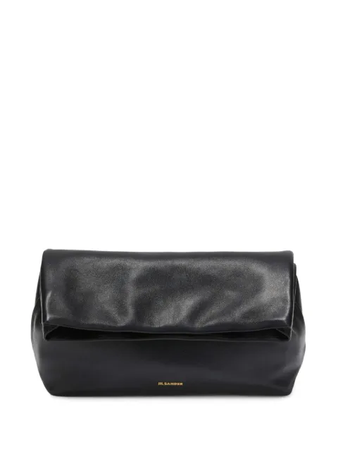 Jil Sander logo-stamp leather clutch bag