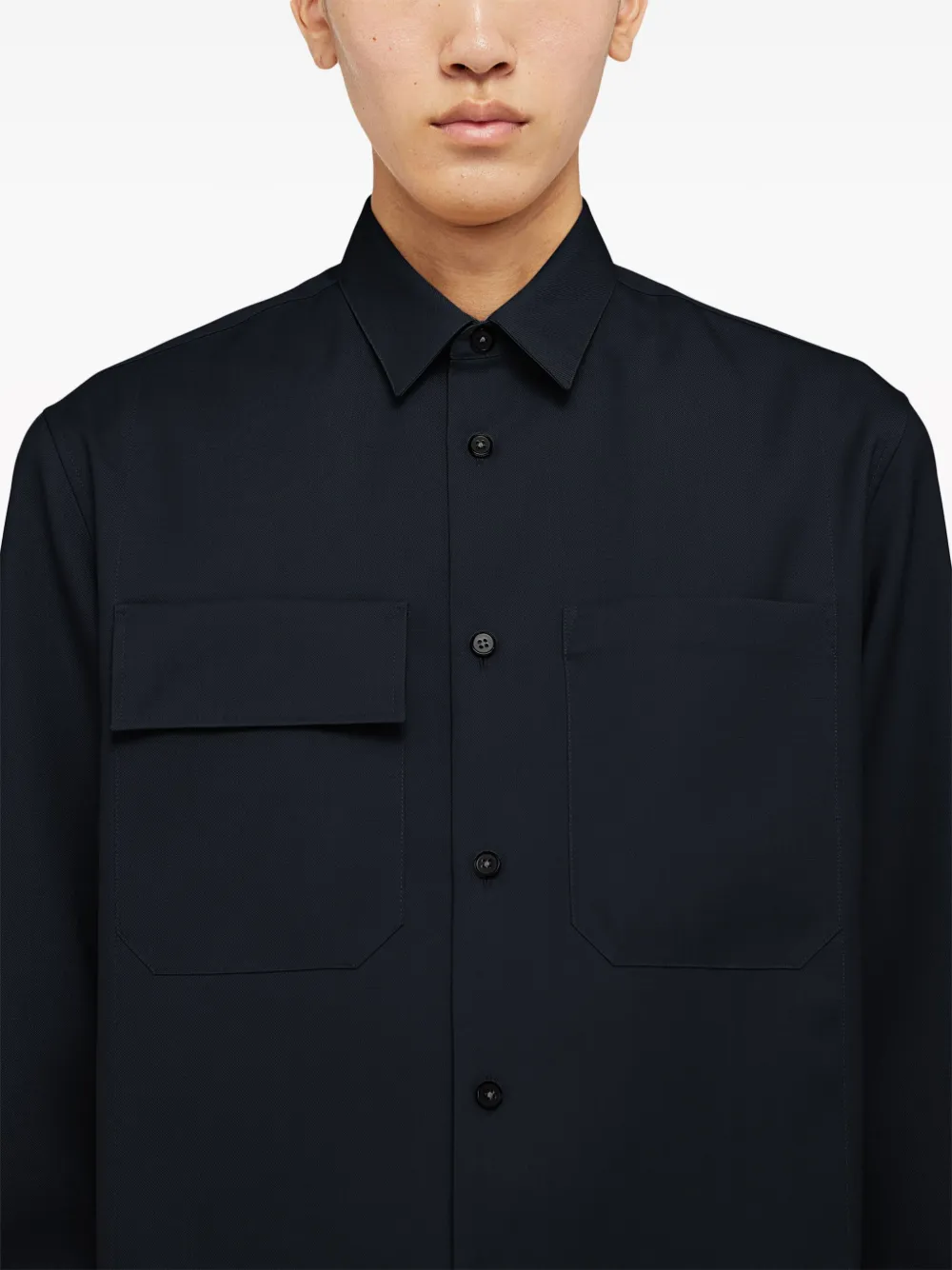 Shop Jil Sander Long-sleeved Wool Shirt In Blue