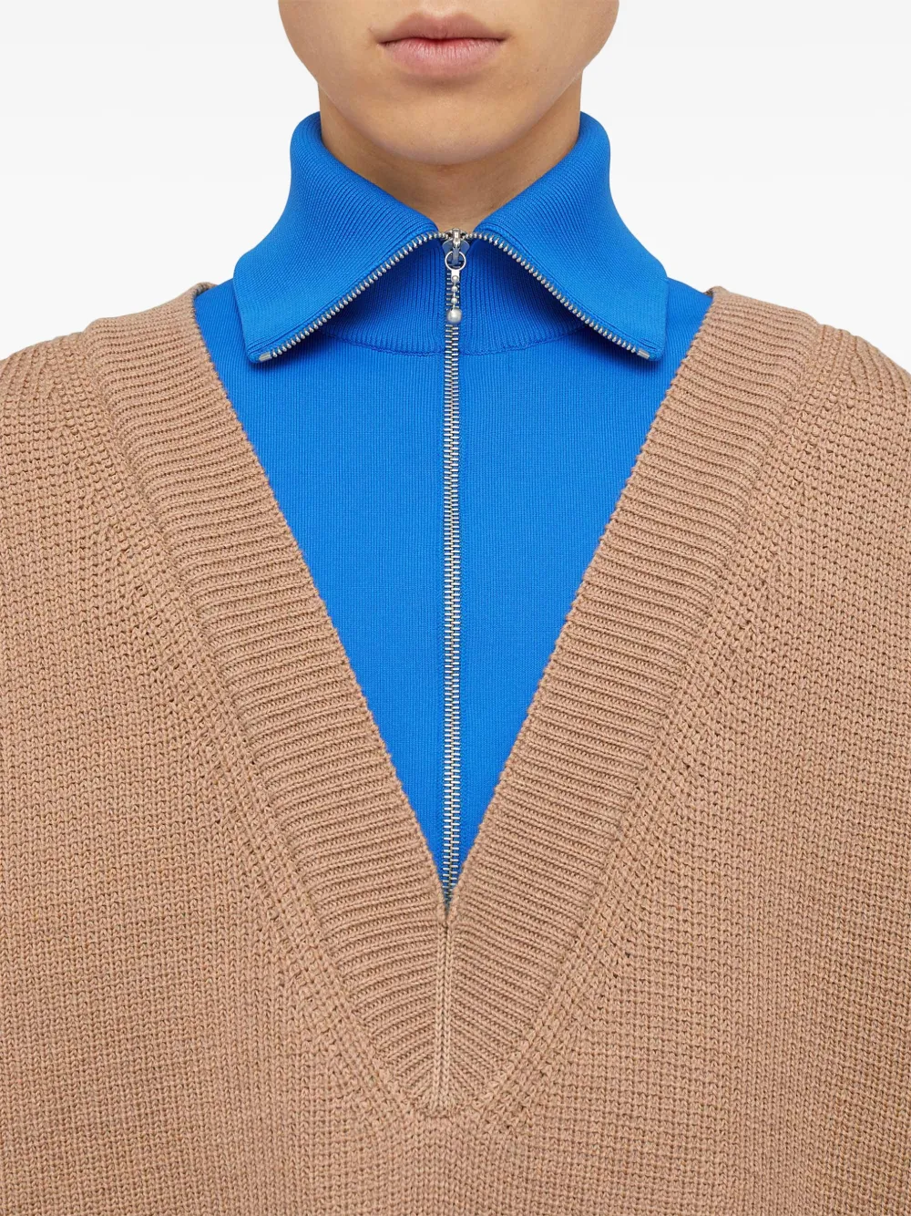 Shop Jil Sander Layered-design Wool-blend Jumper In Neutrals