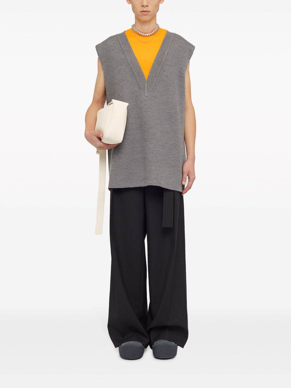 Shop Jil Sander Layered-design Wool-blend Vest In 066 Grey