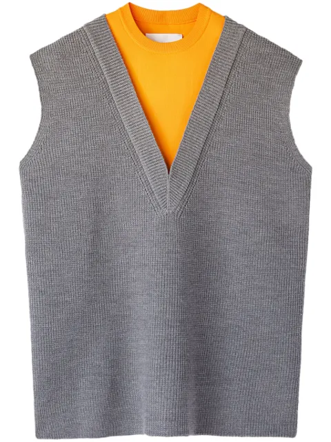 Jil Sander two-tone layered knitted vest