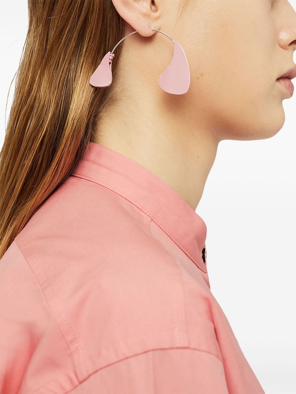 Shop Jil Sander Logo-engraved Enamelled Earrings In 粉色