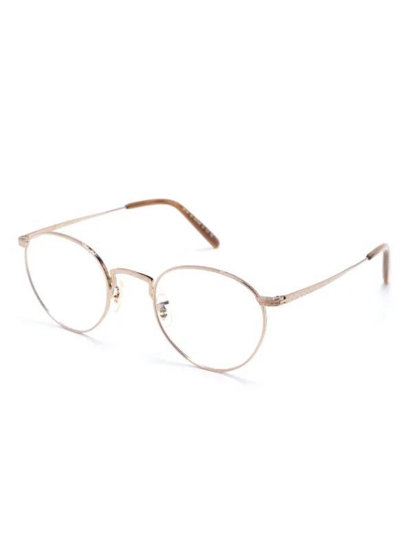 Oliver Peoples Lunettes De Vue En Titane à Monture Ronde Or