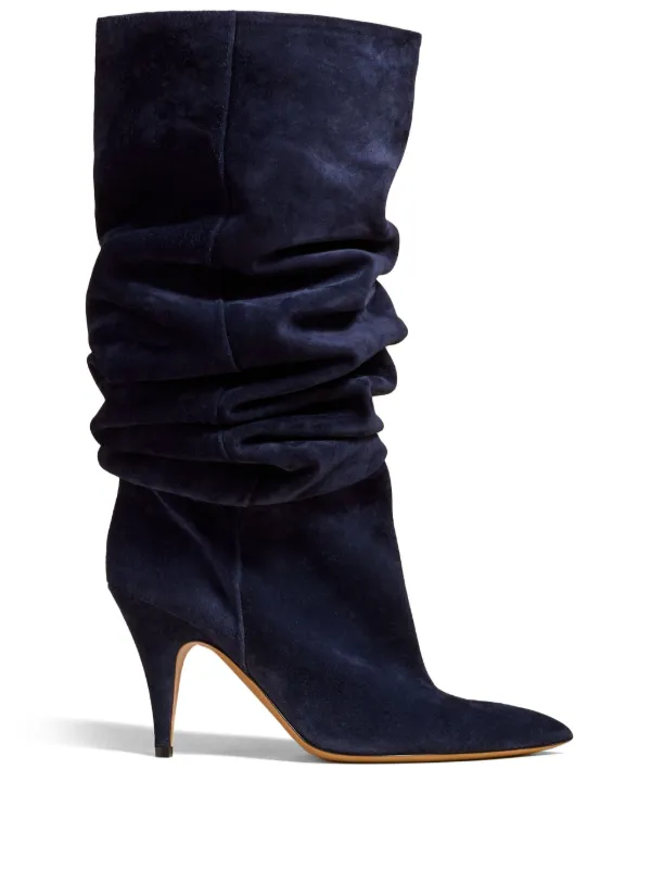 Blue suede knee length boots hotsell