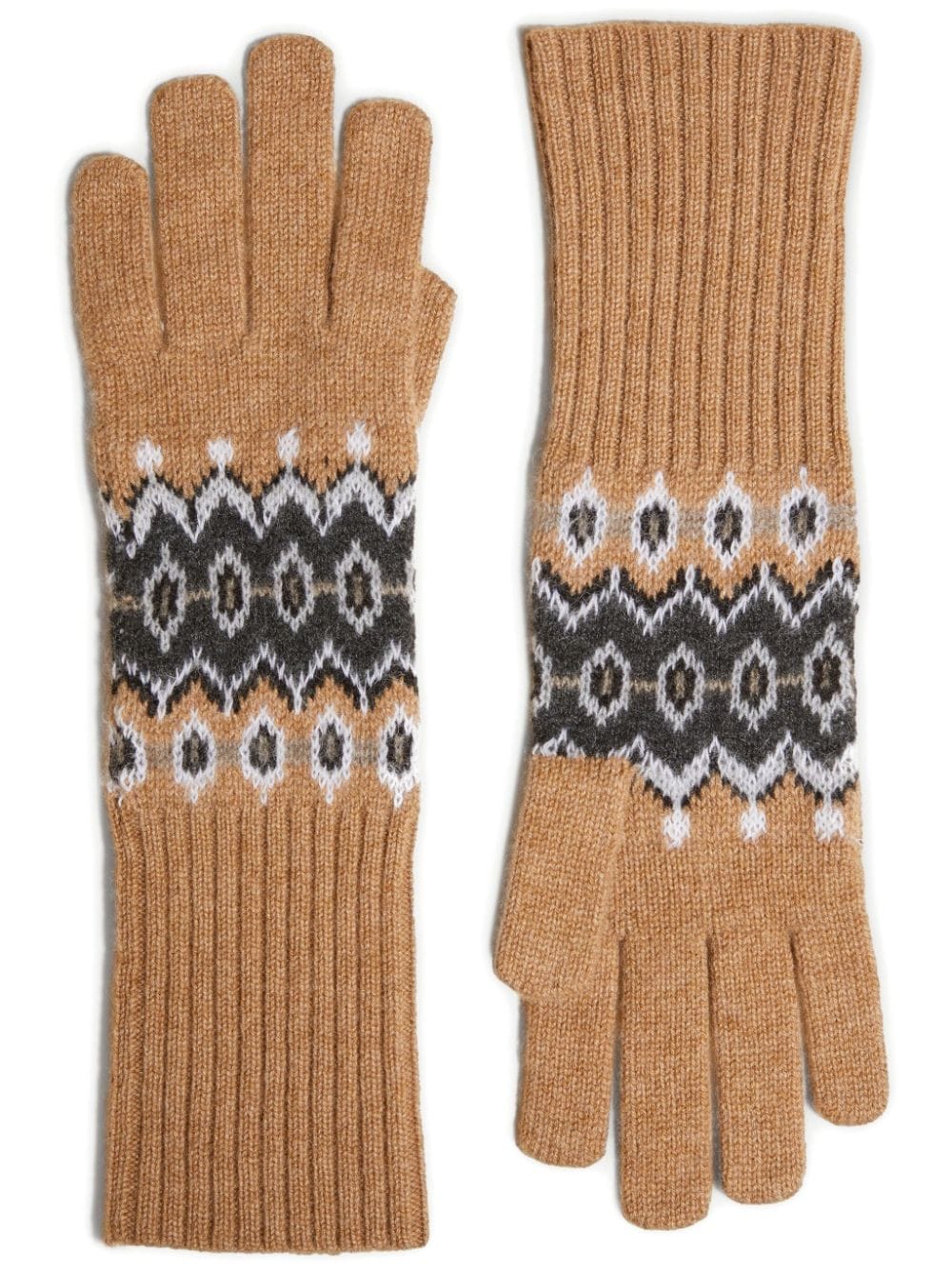 Khaite Vail Fair Isle Cashmere Gloves In Neutrals