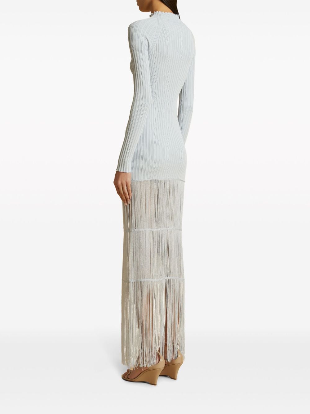 Shop Khaite Cedar Ribbed-knit Maxi Dress In Neutrals