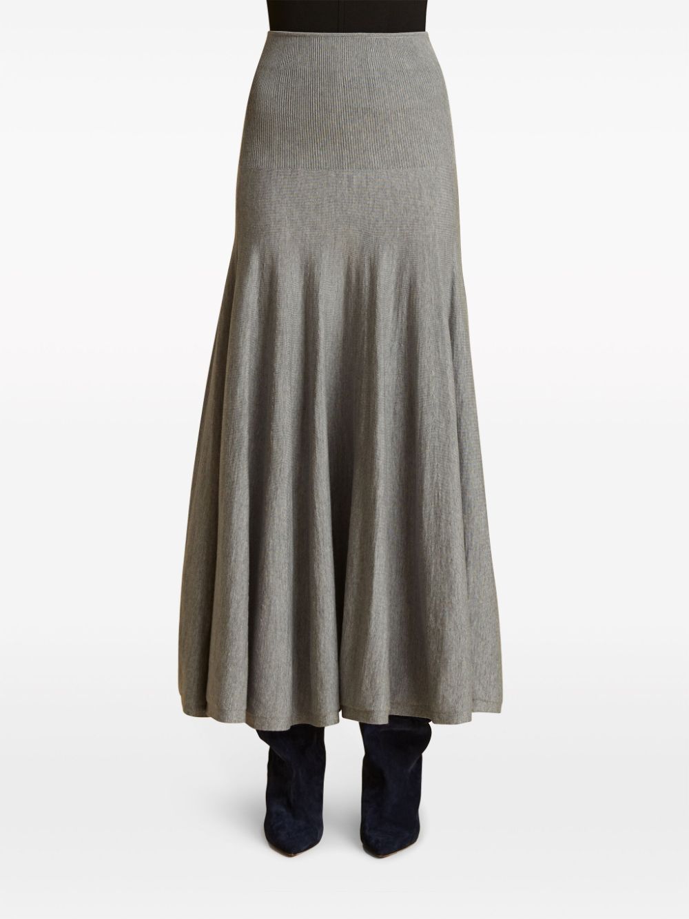 Shop Khaite The Remino Knitted Wool Skirt In Grey