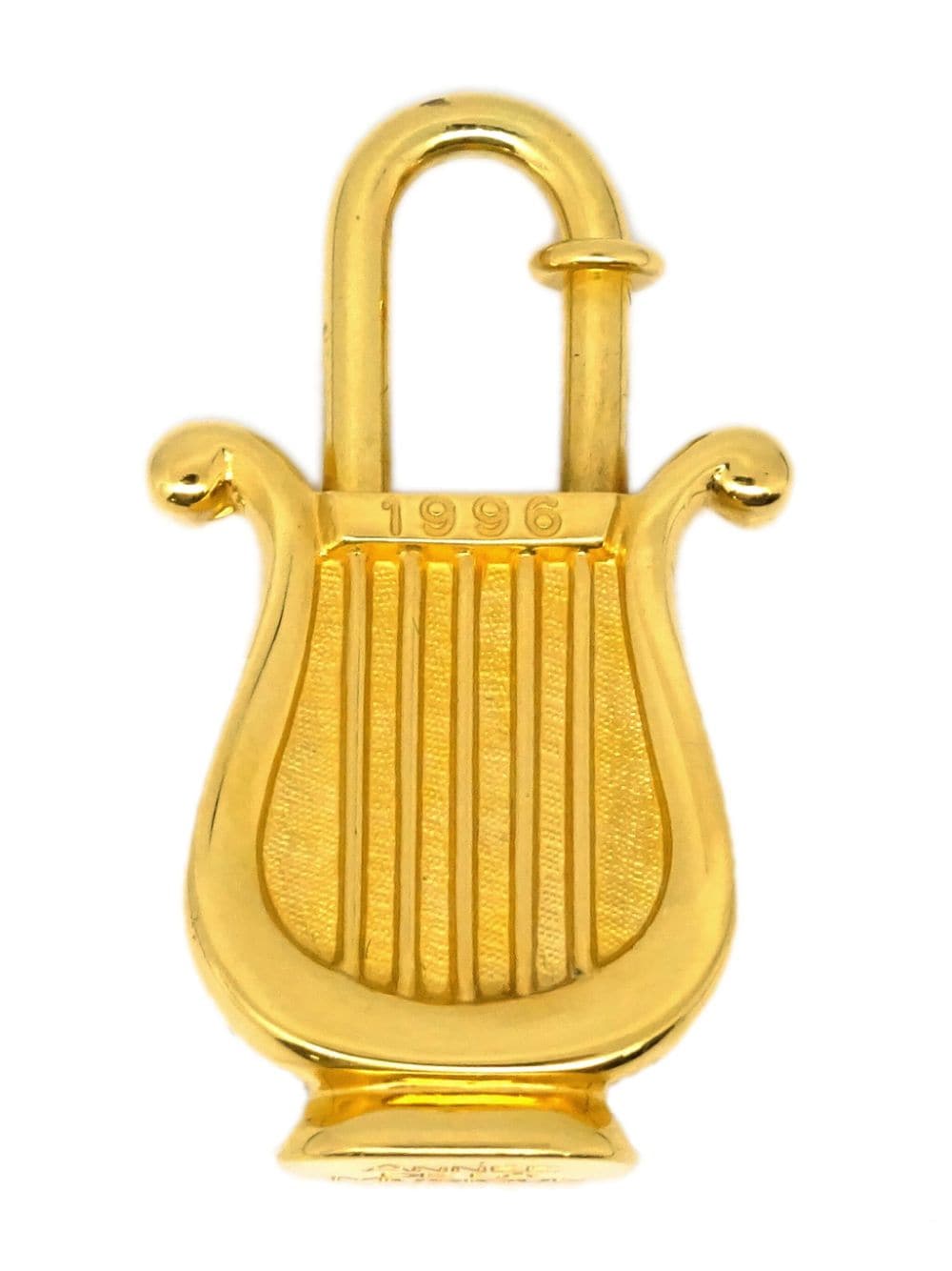 Pre-owned Hermes 1996  Harp Cadena Padlock Charm In Gold