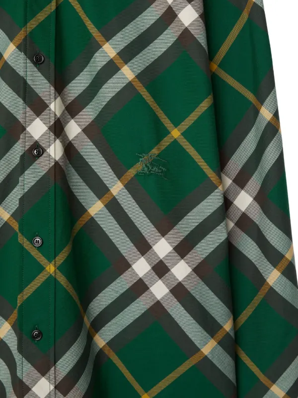 Burberry EKD-embroidered Checkered Cotton Shirt | Green