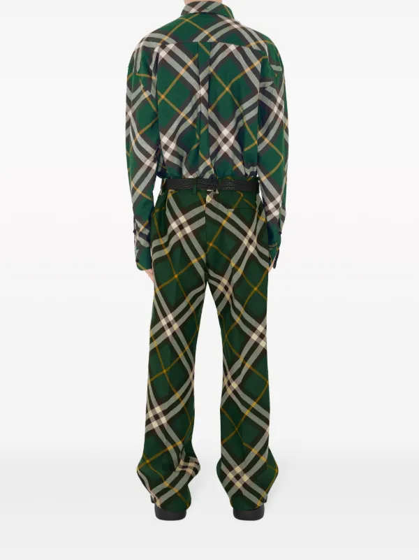 Burberry EKD-embroidered Checkered Cotton Shirt | Green