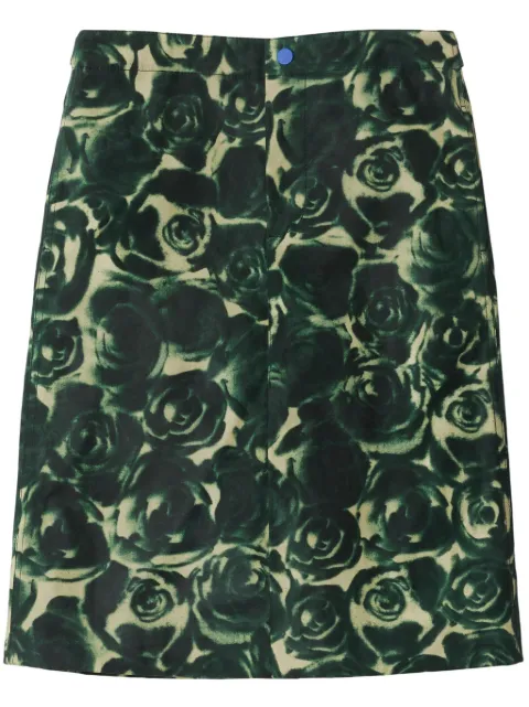 Burberry falda con rosas estampadas