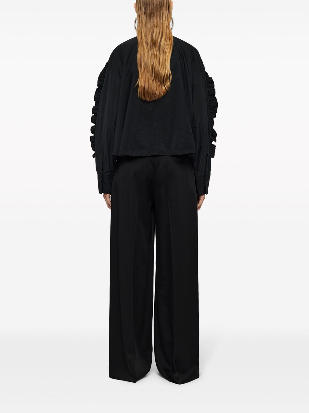 Shop Jil Sander Belted Ankle-tie Tailored Trousers In Black