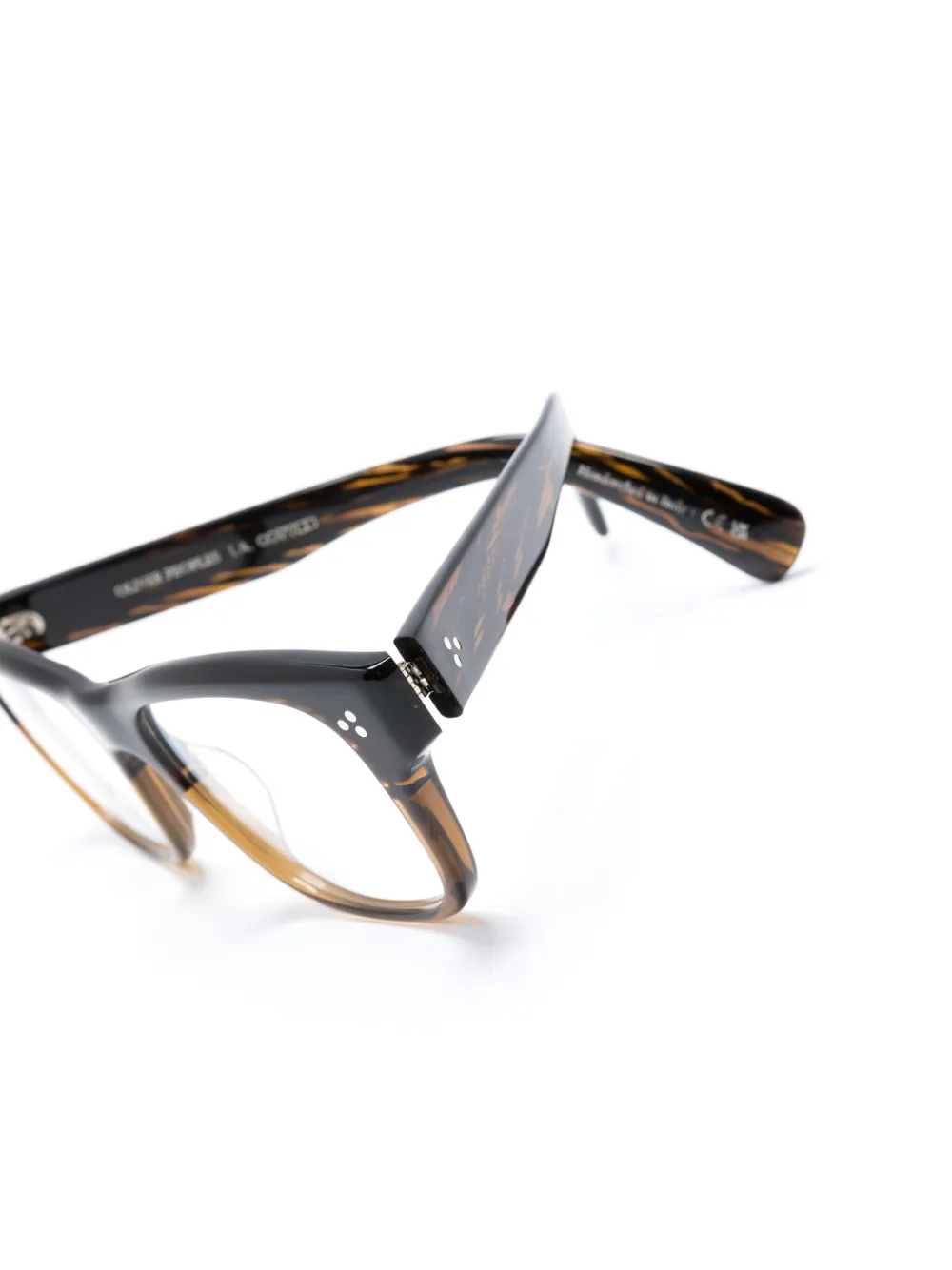 Oliver Peoples Wayfarer bril met zebraprint Bruin
