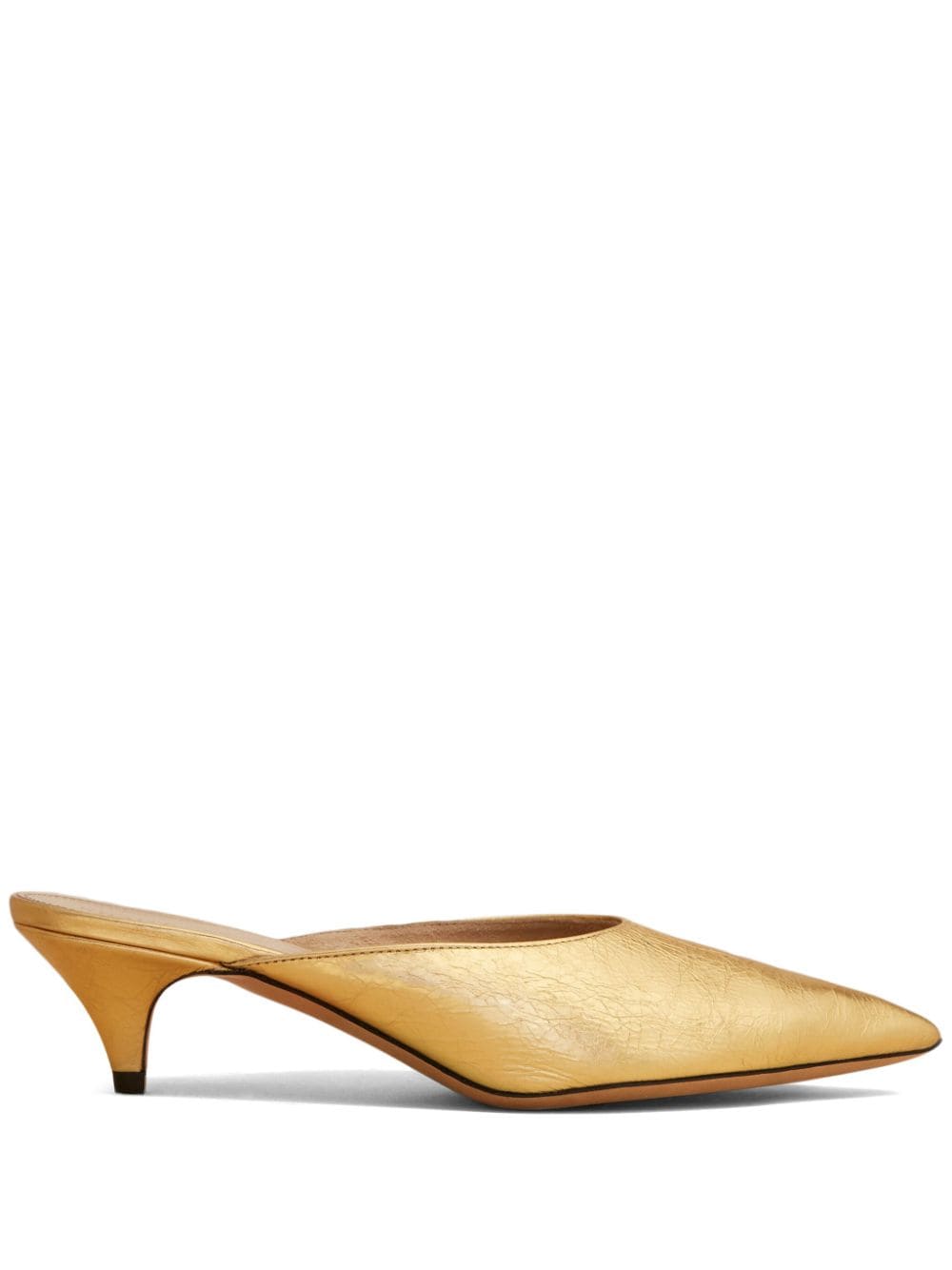 Shop Khaite The River Leather Mules In Gold