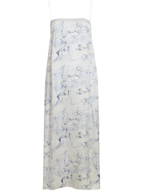 KHAITE vestido midi con estampado Sicily illustration