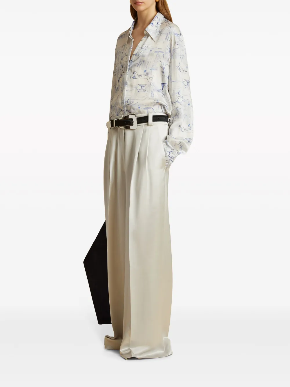 KHAITE The Minta blouse met print - Wit