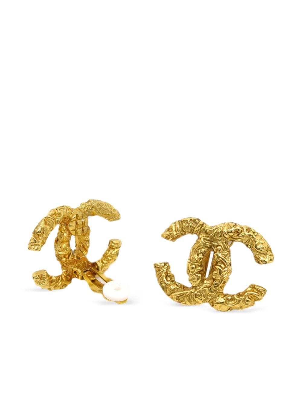 Pre-owned Chanel 1993 Cc Clip-on Earrings In Gold