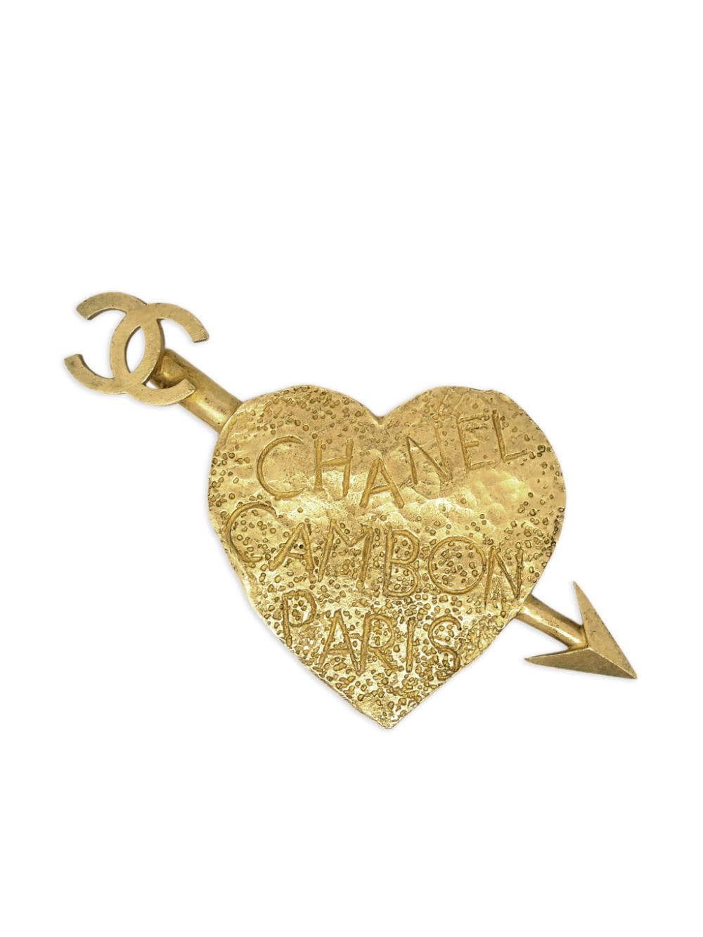 Pre-owned Chanel 1993 Cambon Cupid Bow Brooch In Gold