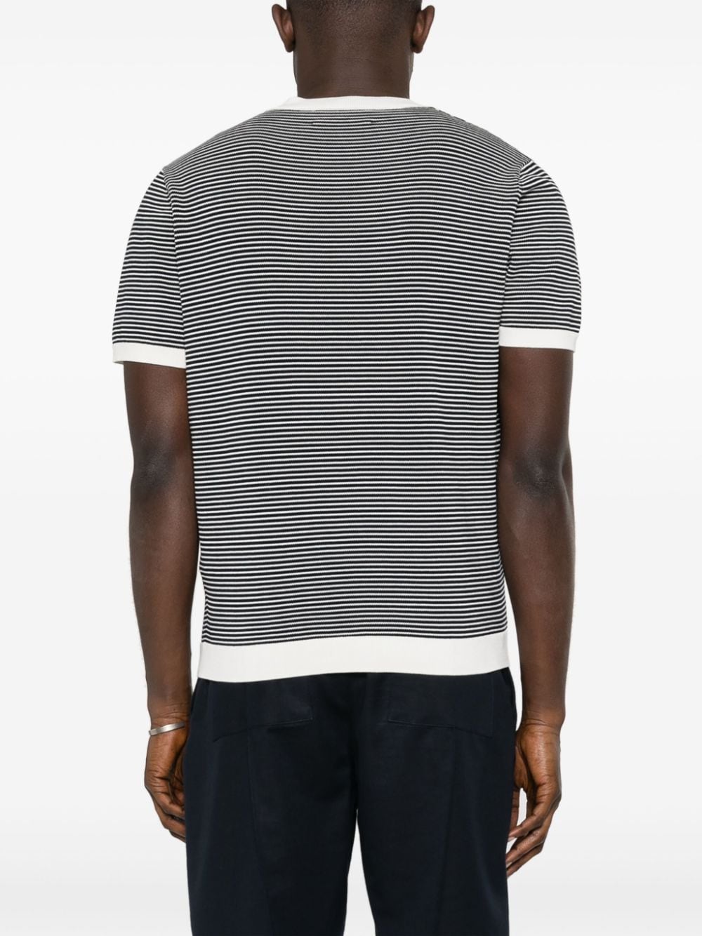 Shop Fursac Striped Knit T-shirt In Blue