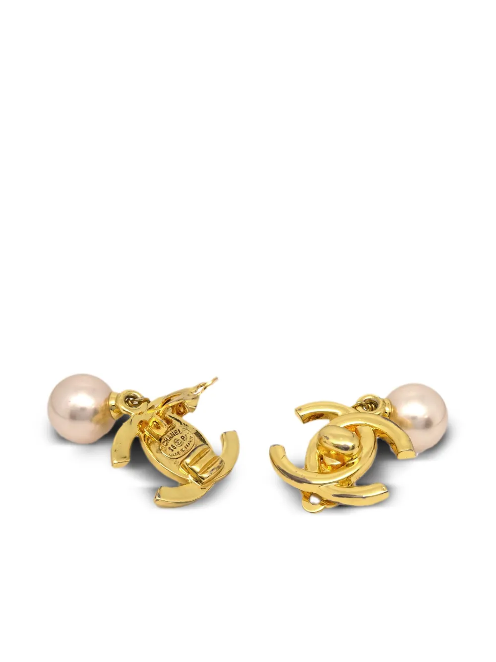 CHANEL Pre-Owned 1996 pre-owned oorclips met CC-draaislot - Goud