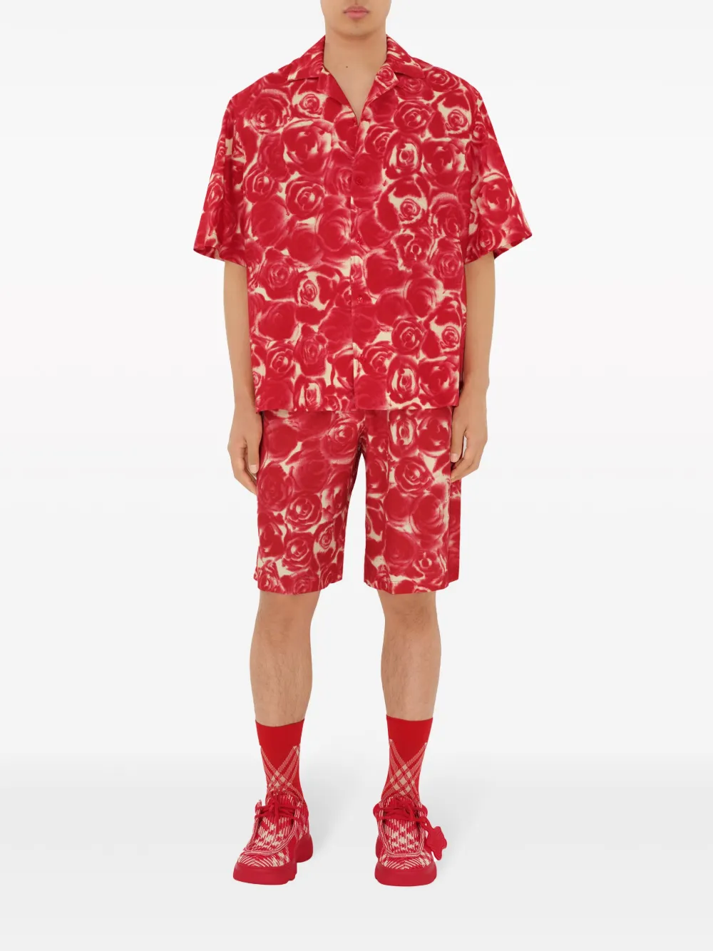 Burberry Bermuda shorts met roosprint - Rood