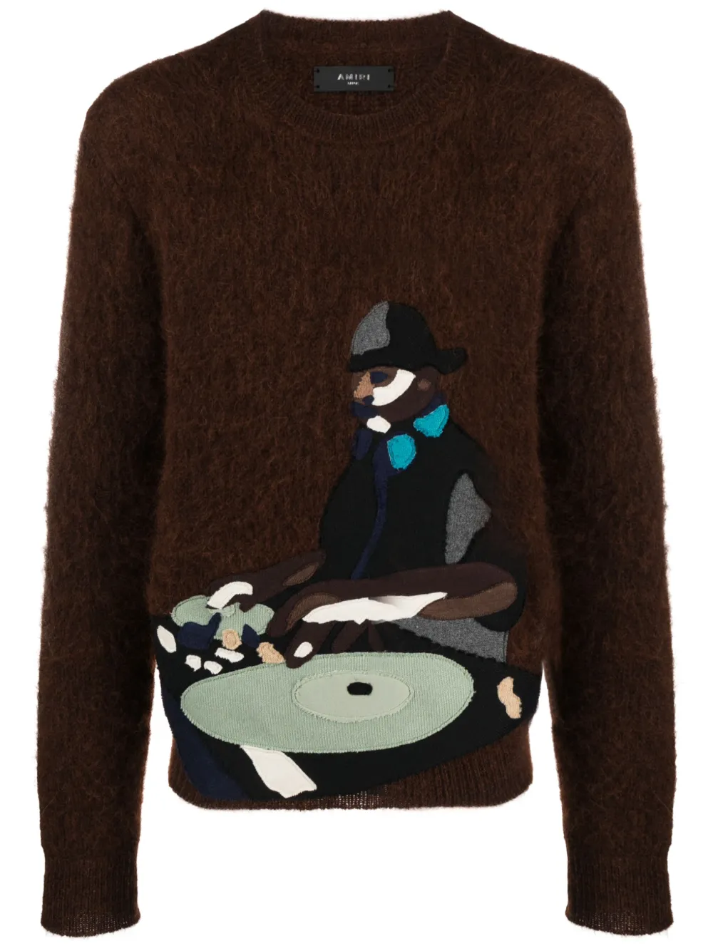 Amiri Turn Table Mohair-blend Jumper In Brown