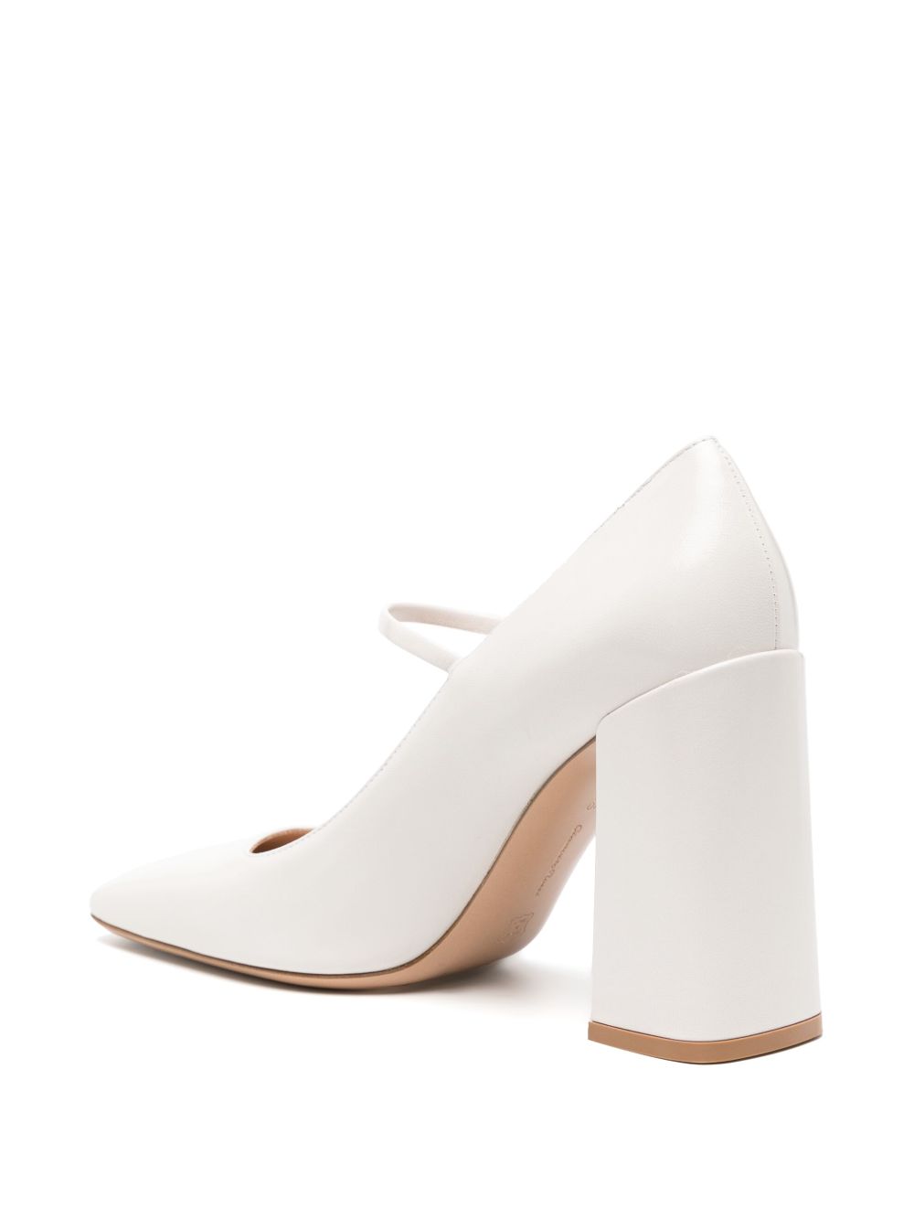 Shop Gianvito Rossi Ribbon 95mm Leather Mary Jane Pumps In White