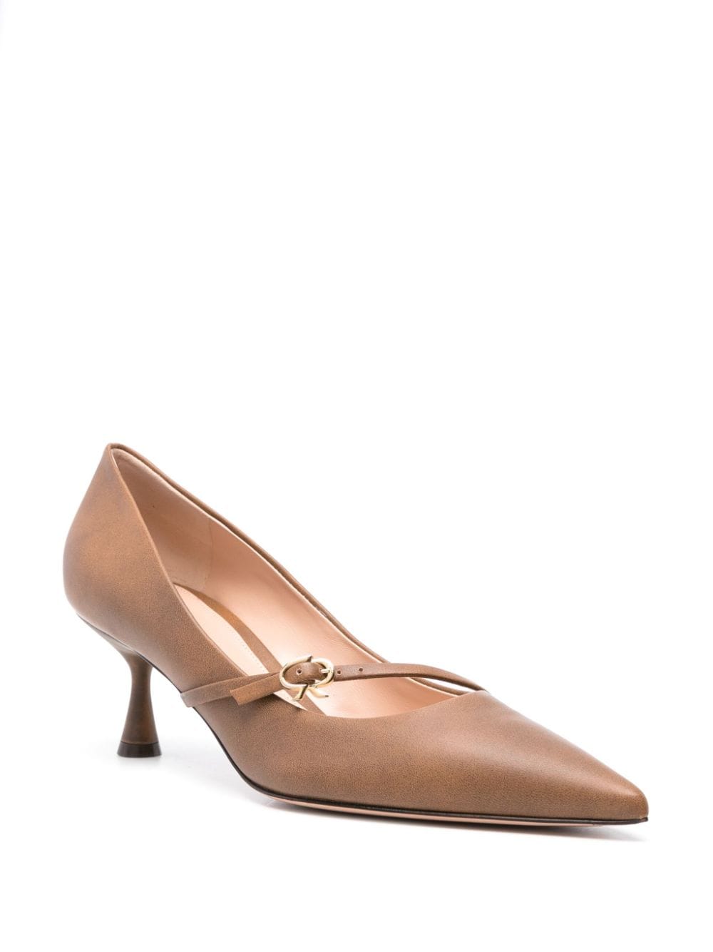 Shop Gianvito Rossi Medolyn 55mm Leather Pumps In Brown