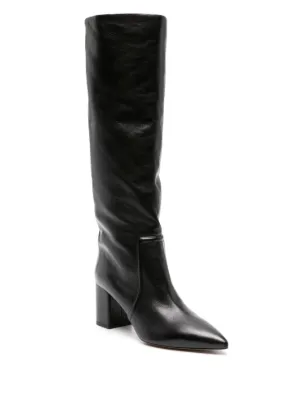 ロングブーツ PARIS TEXAS SS24 KNEE-HIGH BOOT (PX1197_XLTH3POWDER) PARIS TEXAS Stiletto croc-effect trimmed leather knee boots