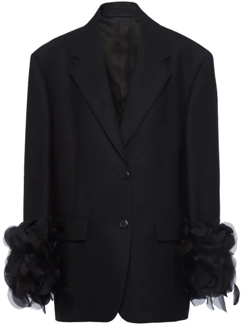 Blazer en laine à détails de plumes - Prada - Modalova